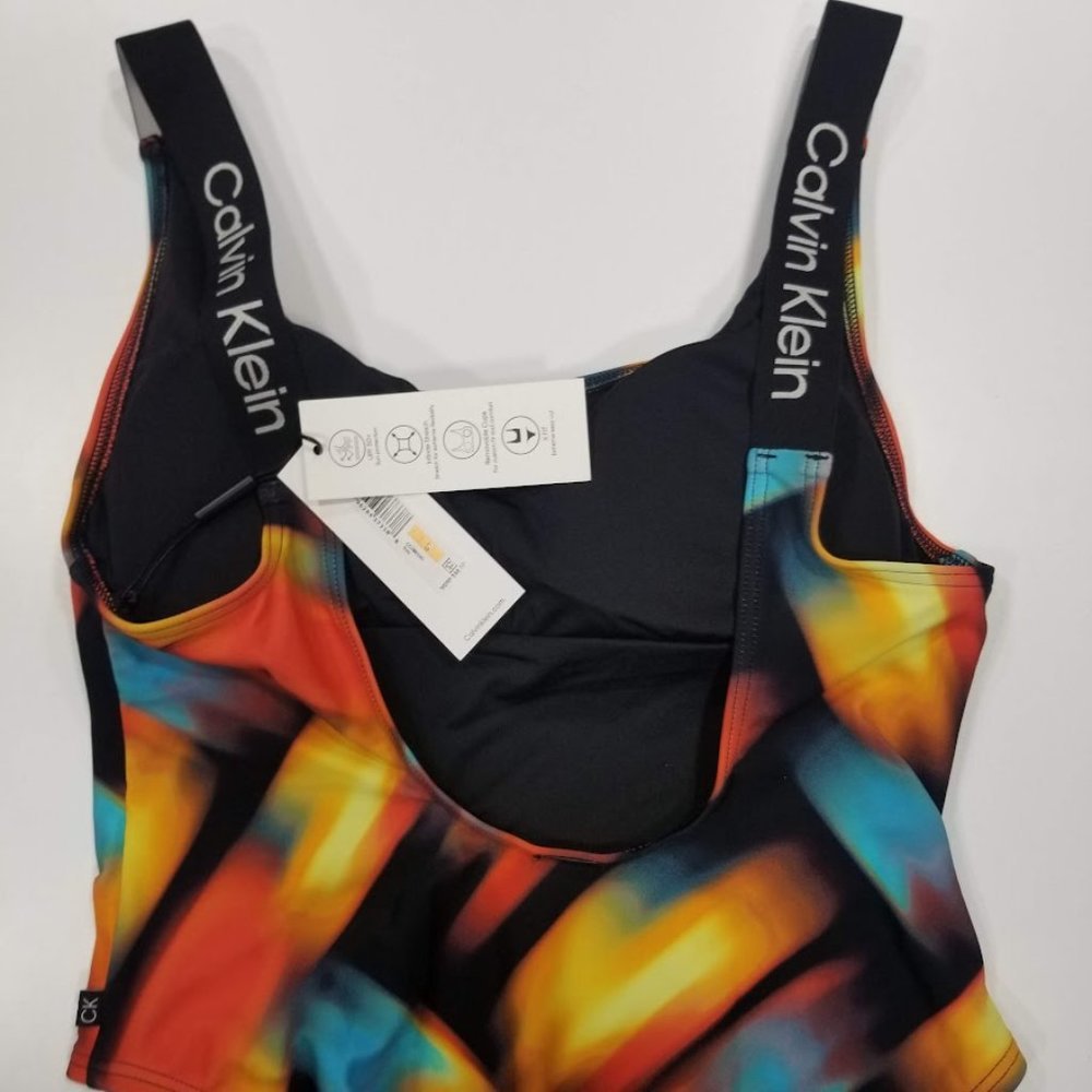 Calvin Klein Multicolor Abstract Scoop Neck One Piece Swimsuit Size Small - Picture 8 of 13